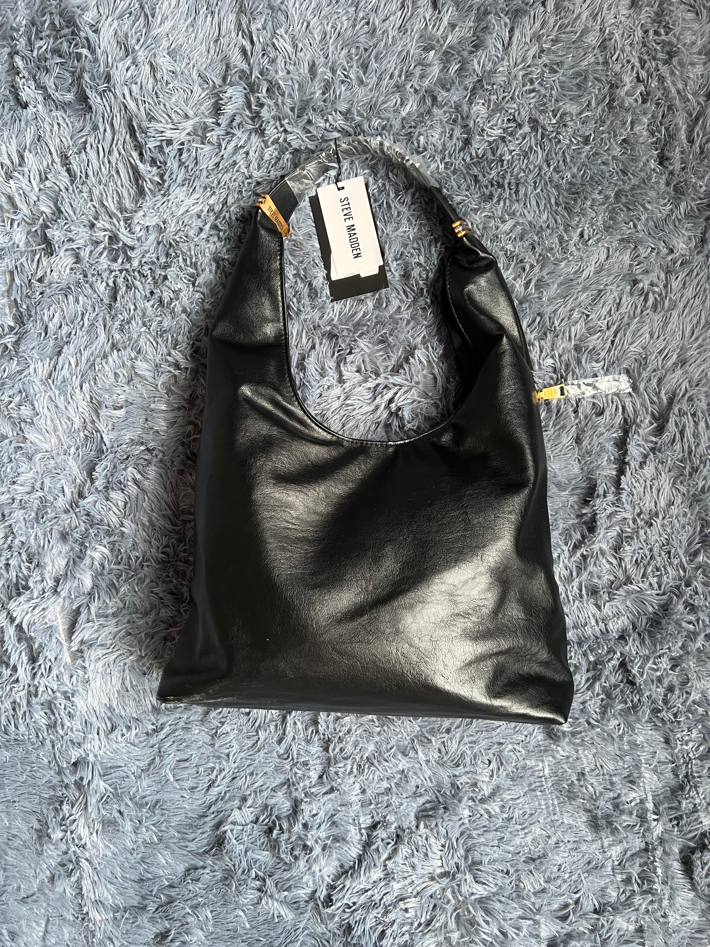 Bolsa Steve Madden Original Hobo Negra Tipo Piel – Minimalista, Amplia y Elegante para Diario