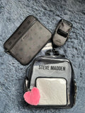 Mochila Steve Madden Original Transparente 3 Piezas – con Funda laptop y Estuche