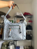 Bolsa Crossbody Gris Nylon Ligero Mujer – Multi Bolsillos Casual Antirrobo Ajustable