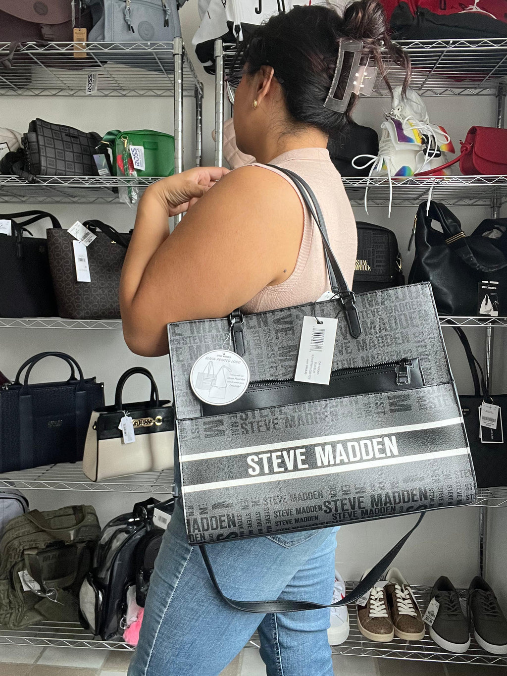 Bolsa Tote Steve Madden Original Gris Logo –  con Correa Crossbody